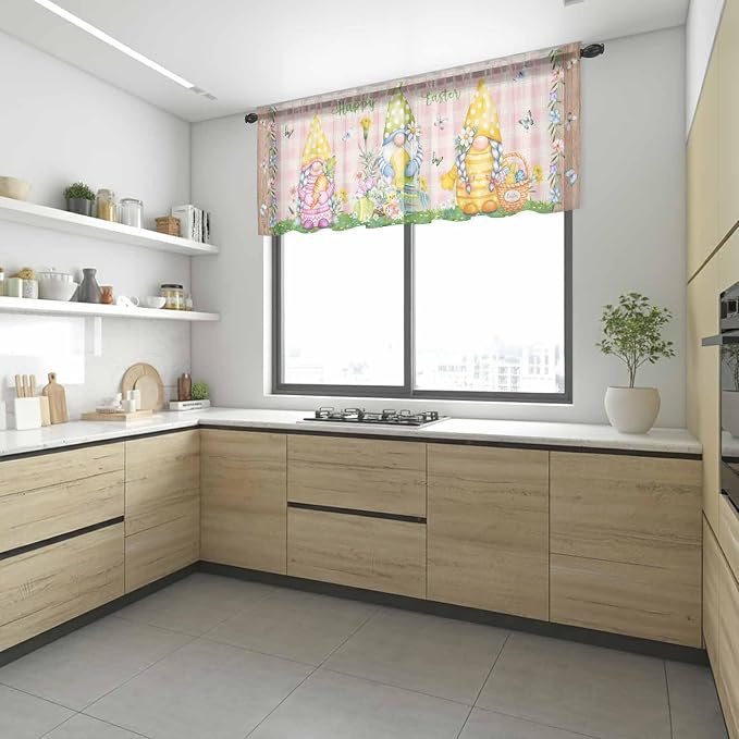 Happy Easter Sheer Valances for Windows 54"x18", Light Filtering Kitchen - Image 6