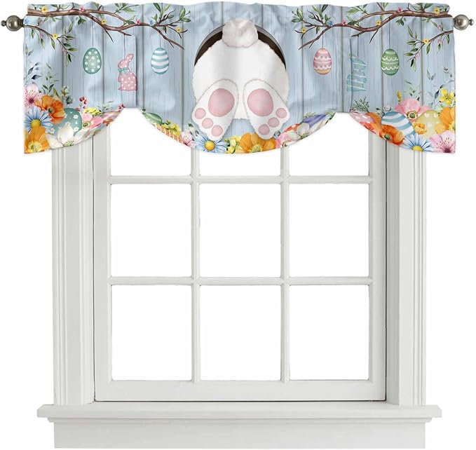 Easter Tie Up Valance Curtains for Windows, Kitchen Curtains Window Shades by Unknown