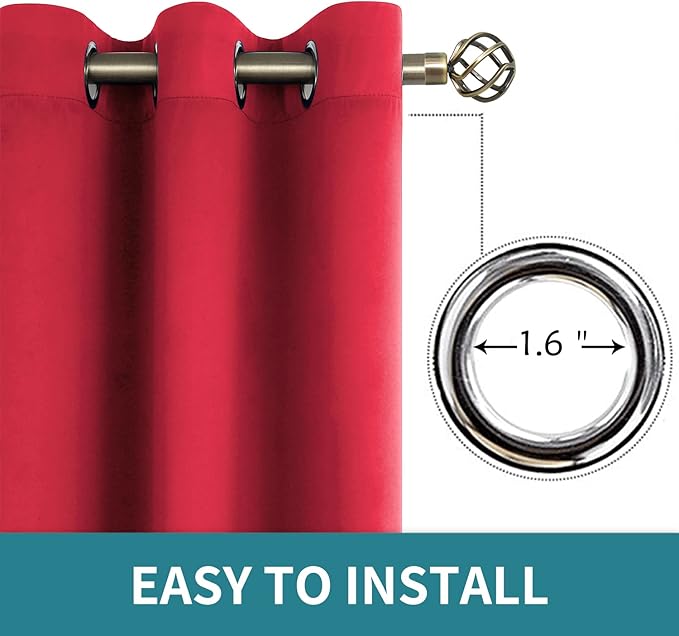 BGment Room Darkening Curtains 95 Inches Long - Grommet Thermal Insulated Drapes Window Treatment Curtains for Bedroom, 2 Panels, 52 x 95 Inch, Red
