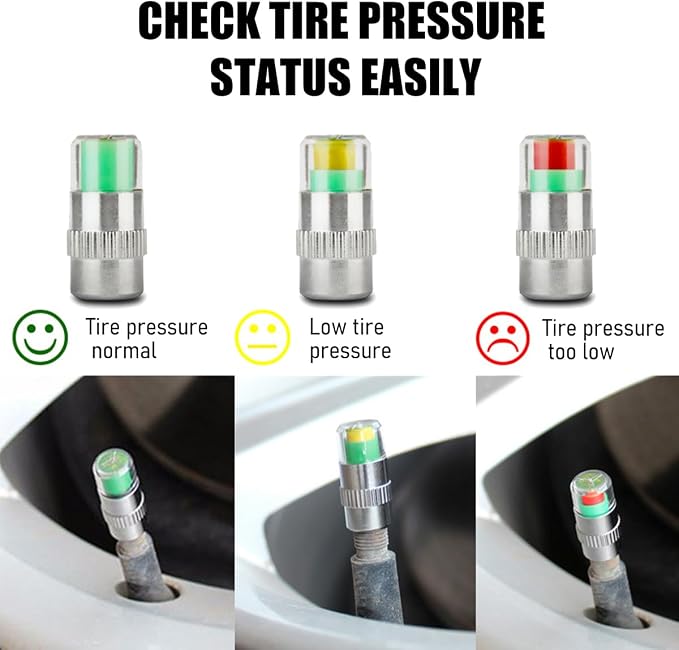 Yourkar 12 PCS Tire Pressure Monitor Valve Stem Caps, 2.4Bar 36PSI Car Tire - Image 5