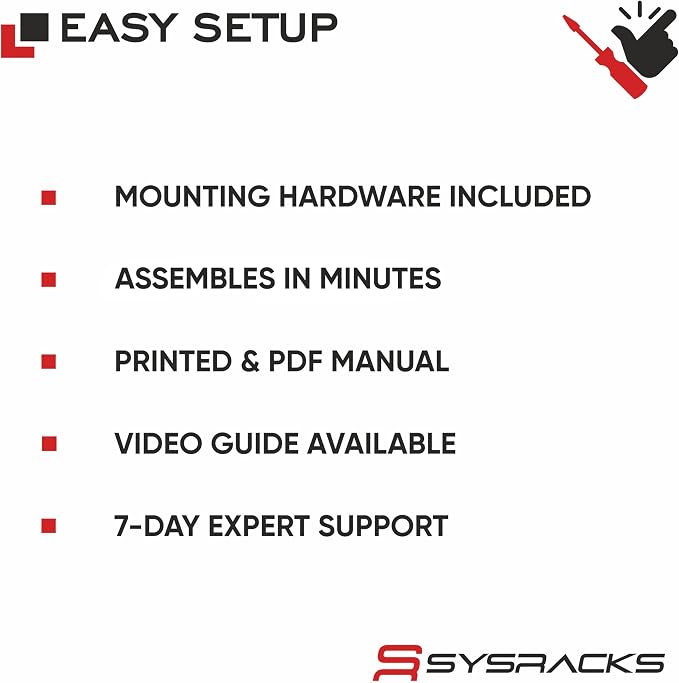 Sysracks 18U Wall Mount Server Rack Cabinet, 19” Locking Network Rack, 24” Deep - Image 7