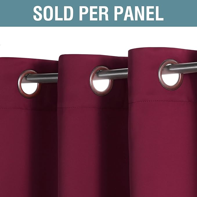 H.VERSAILTEX Light Blocking Blackout Curtains Window Treatment Thermal Insulated Grommet Energy Saving Curtains/Drapes for Bedroom/Living Room (52 x 90 Inch, Burgundy Red)