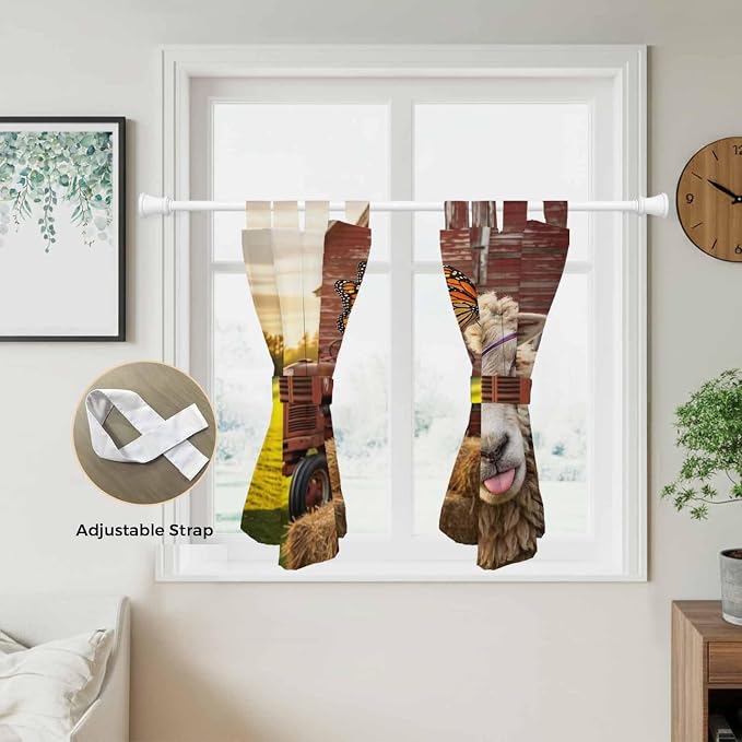 Farm Sheep Bedroom Curtains 63 Inch Length, Window Curtains Tab Top, Farmhouse - Image 5