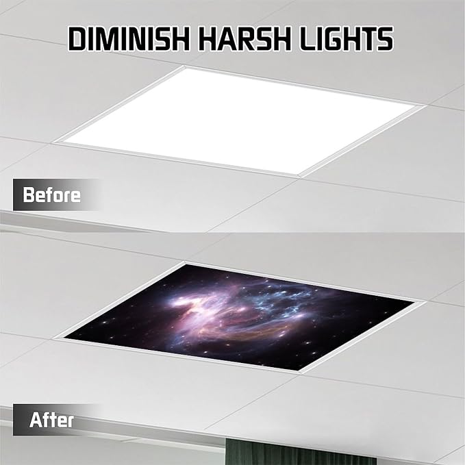 2PCS Fluorescent Light Covers for Classroom Ceiling Lights Magnetic Light Covers - Image 7