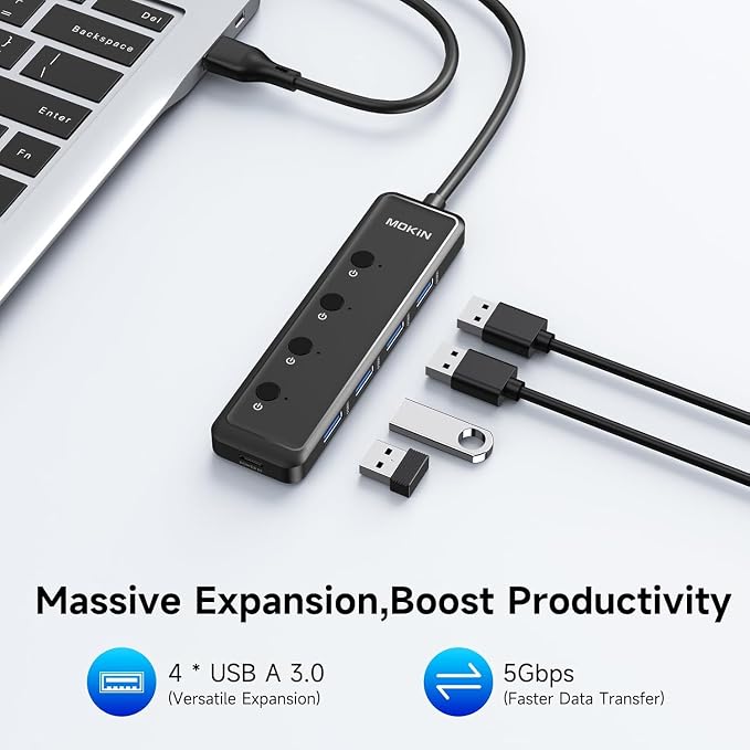 USB C to USB C Hub Multiport Adapter, USB C Splitter Dual Monitor - Image 2