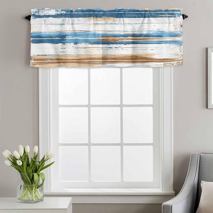 Vintage Blue Valances for Windows, 1 Panel - Image 2