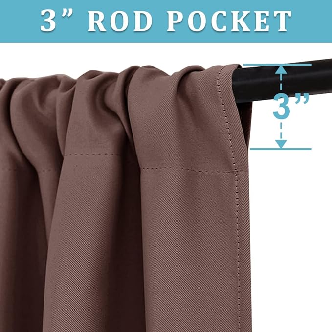 RYB HOME Basement Bathroom Kitchen Cafe Blackout Privacy Curtains, Short Insulating Light UV Heat Blocking Privacy Curtain Tiers for Laundry Room, Width 34 by Length 30, Chocolate Brown, 2 Panels