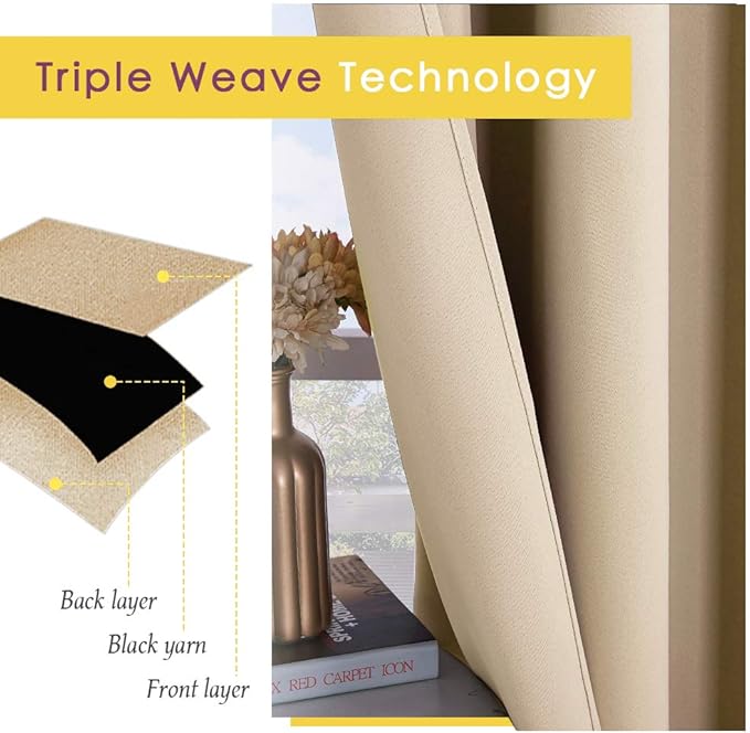 NICETOWN Room Darkening Draperies Window Curtain Panels, Thermal Insulated Grommet Room Darkening Curtains for Bedroom (Biscotti Beige, 2 Panels, W70 x L108 -inch)