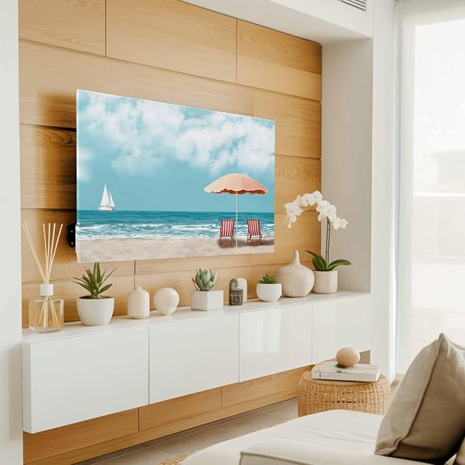 Summer Beach Sails Ocean Waves Indoor TV Cover, Elastic TV Screen Protector - Image 2