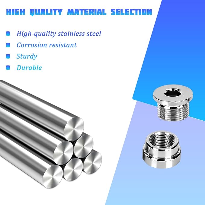 M18X1.5 Car Stepped Mounting Bung and Plugs, Stainless Steel Notched Style - Image 3
