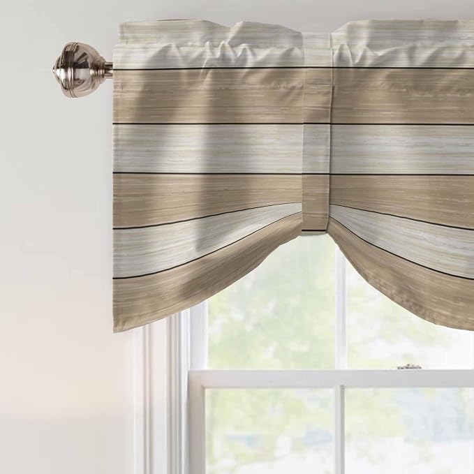 Brown Ombre Wooden Tie Up Valance Curtains - Image 4