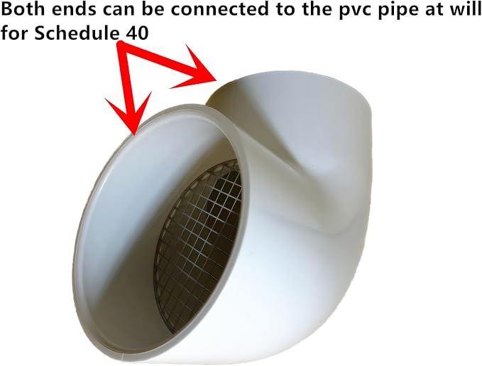 4" PVC Vent Cap with Stainless Steel Screen, 90°Vent Termination Cap - Image 8