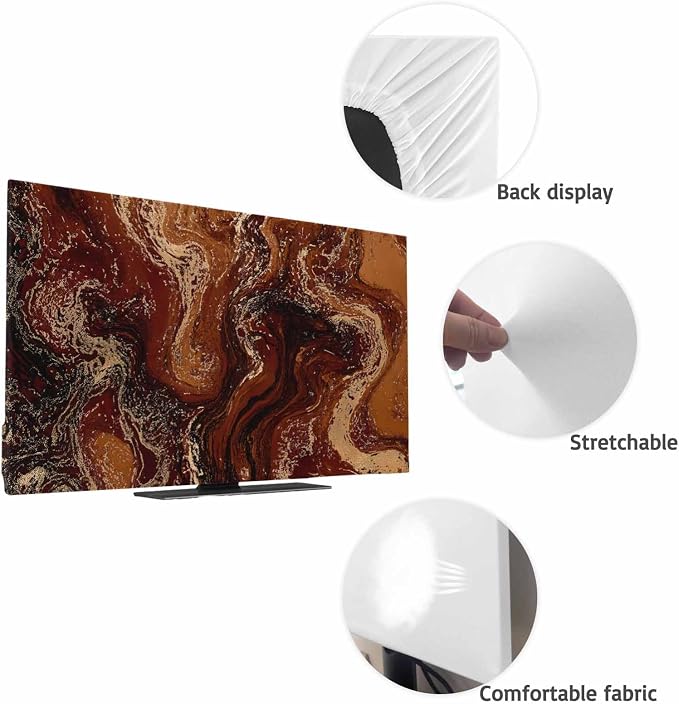 Abstract Brown Red Marble Texture Indoor TV Cover, Elastic TV Screen Protector - Image 7