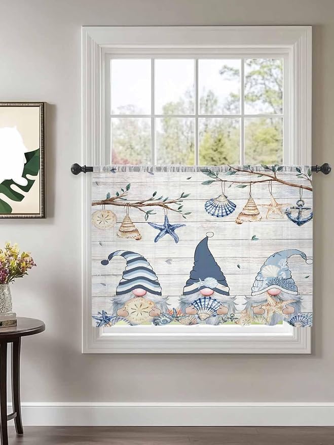 Sheer Curtains 54 Inch Length, Coastal Eucalyptus Semi Sheer Curtains Light - Image 2