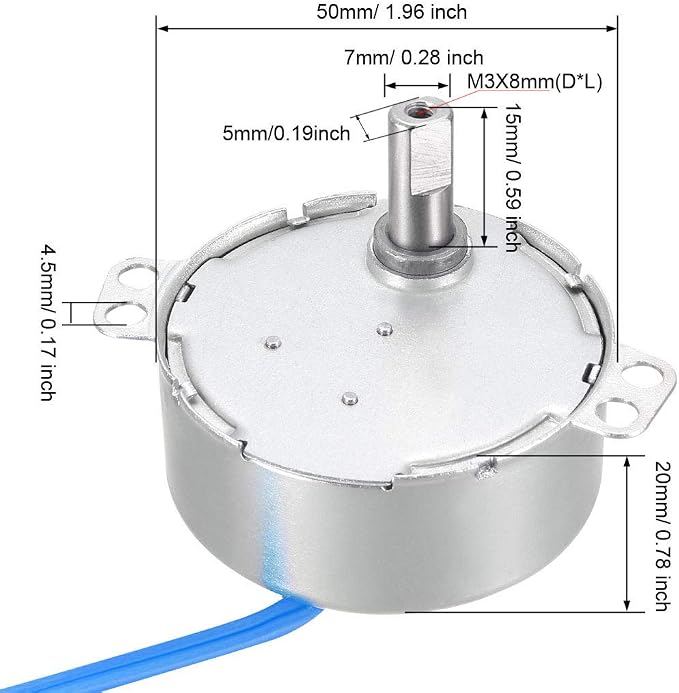 uxcell Synchronous Motor AC 100-127V 30-36RMP 50-60Hz 4W Double Flat Shaft - Image 3