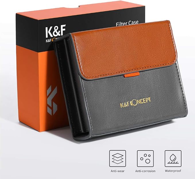 K&F Concept Lens Filter Case 4 Pocket, Leather Carrying Filters Bag Pouch - Image 9