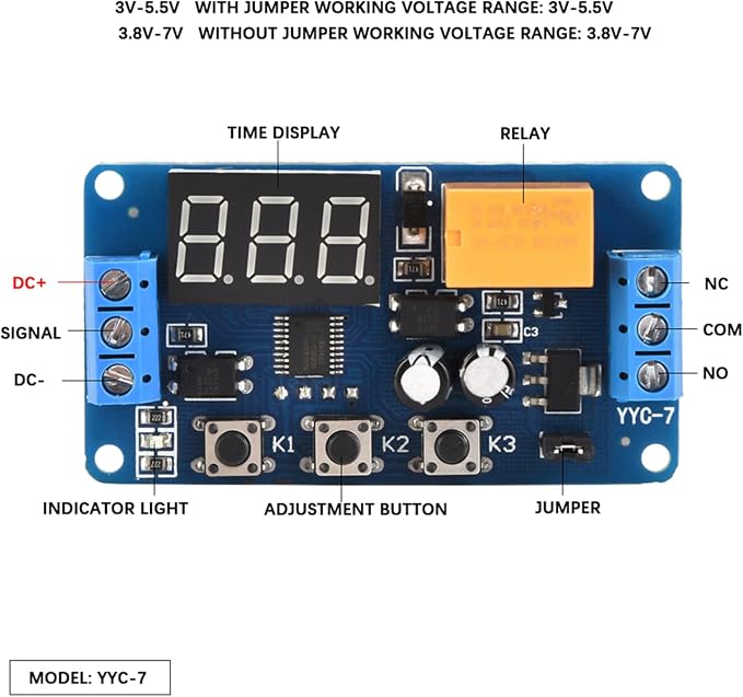 Adjustable Timer Module Time Delay Switch Module 3V 3.7V 4.5V 5V 6V 7.4V Cycle - Image 5