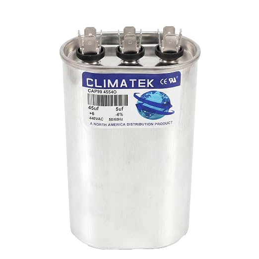 ClimaTek 45 + 5 MFD 370/440 Volt Dual Run Capacitor CAP99-4554O | 45/5 VAC | by ClimaTek