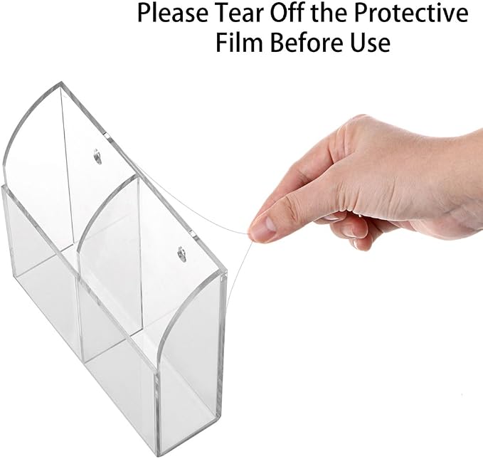 Hipiwe Wall Mount Remote Control Holder Clear Acrylic Media Organizer Storage - Image 3