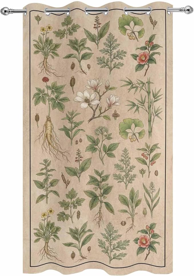 Vintage Outdoor Curtains for Patio Grass Herbal Botanical Garden Plants - Image 9