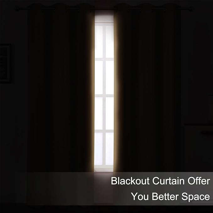 LEMOMO Blackout Curtains 52 x 84 inches Long Natural Curtains Set of 2 Panels Thermal Insulated Room Darkening Curtains for Bedroom
