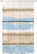 Sheer Curtains 108 Inches Long, Vintage Geometric Blue Semi Sheer Curtains by Unknown