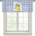 Lemon Sheer Valance Curtains, Summer Fruit Floral Wood Grain Blue Plaid Light by Houseown