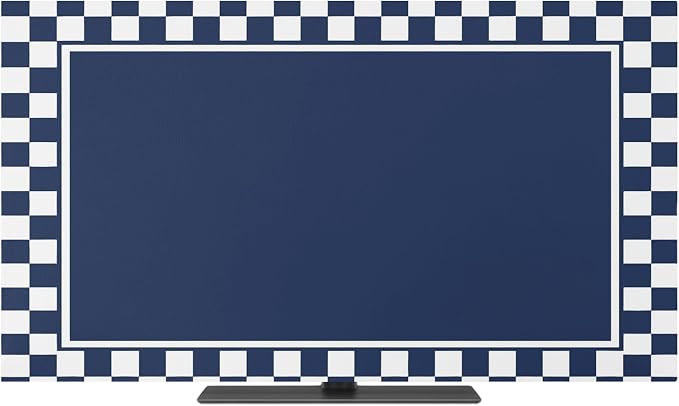 Abstract Navy Blue Check Indoor TV Cover, Elastic TV Screen Protector Modern by Unknown
