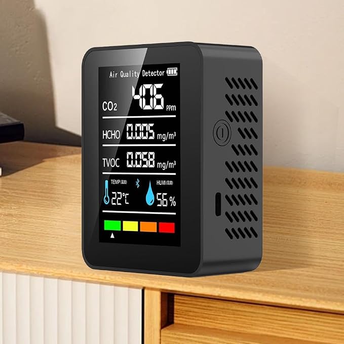 Air Quality Monitor, CO2 Monitor, 5in1 Indoor CO2 Detector Formaldehyde HCHO by HFLWYWD
