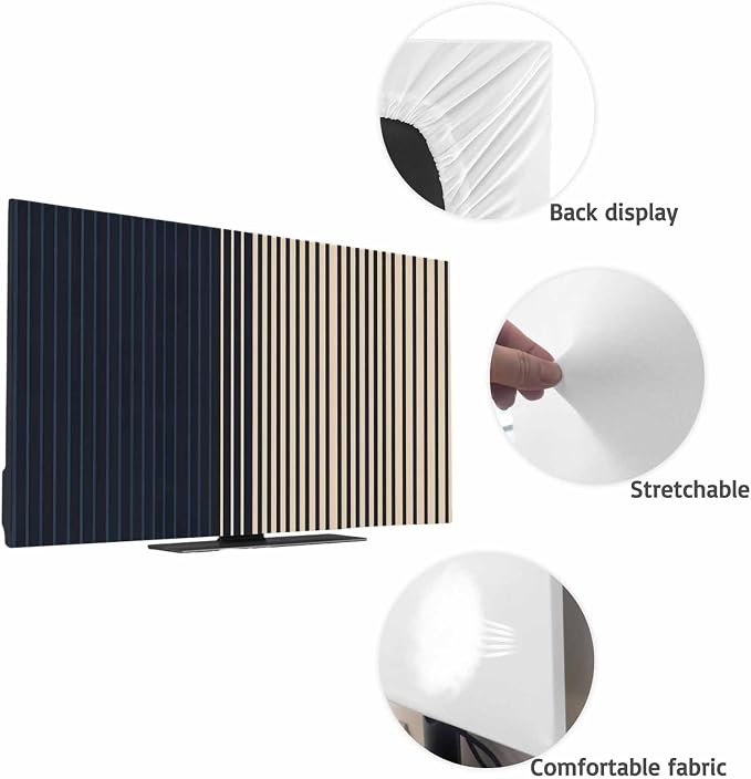 Deep Blue Line Color Block Indoor TV Cover, Elastic TV Screen Protector Modern - Image 7
