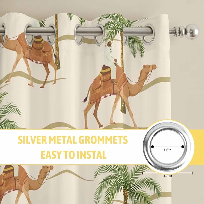 2 Panel Kitchen Cafe Curtains, Date Coconut Tree Sunlight Filtering Nature Air - Image 7