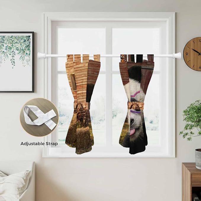 Farm Panda Bedroom Curtains 63 Inch Length, Window Curtains Tab Top, Farmhouse - Image 5