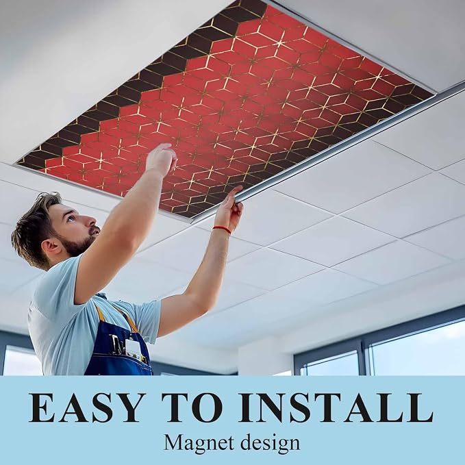 2x4 ft Fluorescent Light Cover for Ceiling Abstract Red Gradient Geometric - Image 6