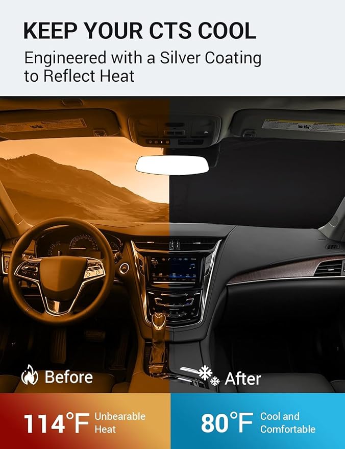 Proadsy 2026 Upgrade Windshield Sun Shade Custom Fit 2014-2019 Cadillac CTS - Image 3