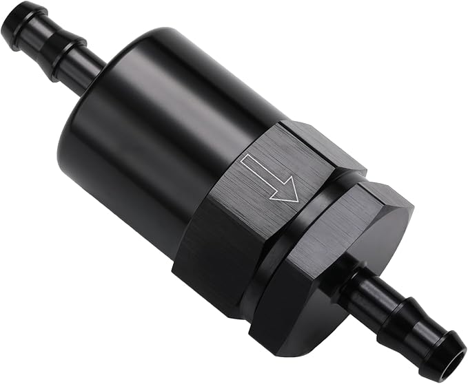 5/16" Billet Inline Fuel Filter 30 Micron Aluminum Black by Podavelle