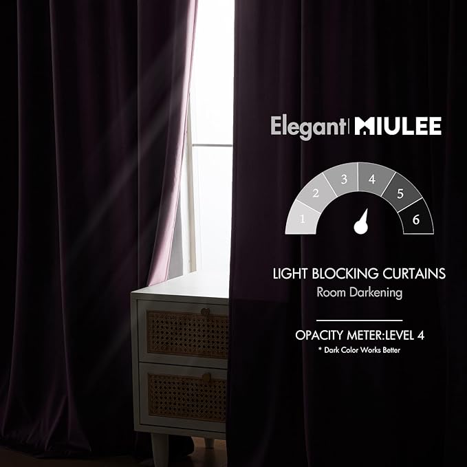 MIULEE Lavender Velvet Curtains 96 inches - Luxury Blackout Curtains for Bedroom Living Room Thermal Insulated Super Soft Window Drapes Rod Pocket & Back Tab, W52 x L96 inches,Purple,2 Panels