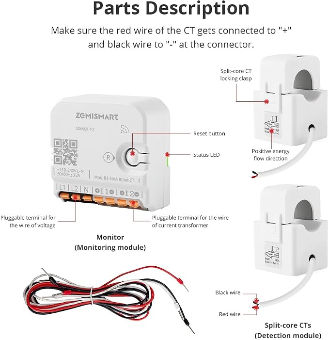 Smart Home Energy Monitor with 2 x 120A CTs, Live Electricity Usage Tracking - Image 6