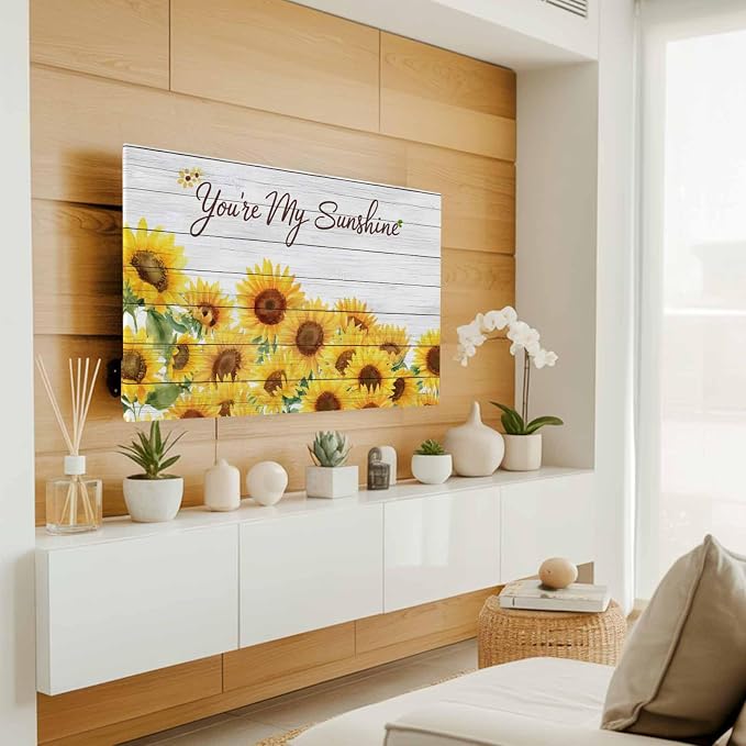 Farmhouse Sunflower Wood Board Indoor TV Cover, Elastic TV Screen Protector - Image 2