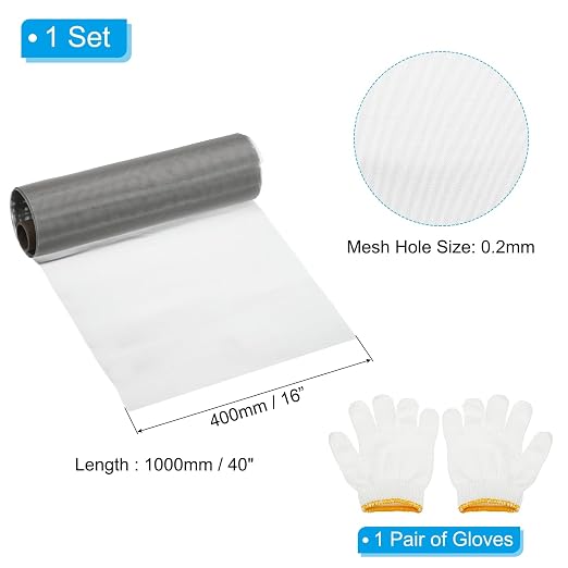 PATIKIL 40" L x 16" W Woven Wire Mesh, 80 Mesh 304 Stainless Steel Air Vent - Image 2