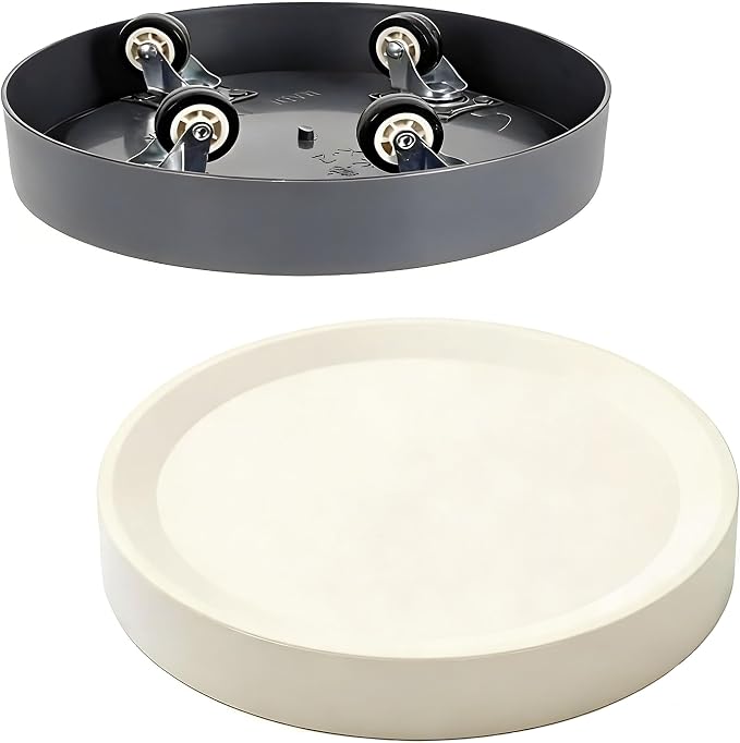 8.9 inch Plant Caddy with Wheels 2Pack Gray+Light Gray Small Mobile Plant Stand by KangTeer