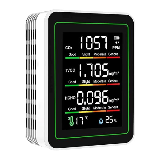 5-in-1 Indoor Air Quality Monitor, Portable CO2 Detector by Unknown