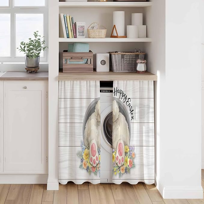 Easter Bunny Kitchen Curtains 45 Inch Long 2 Panel Set, Rod Pocket Window - Image 7