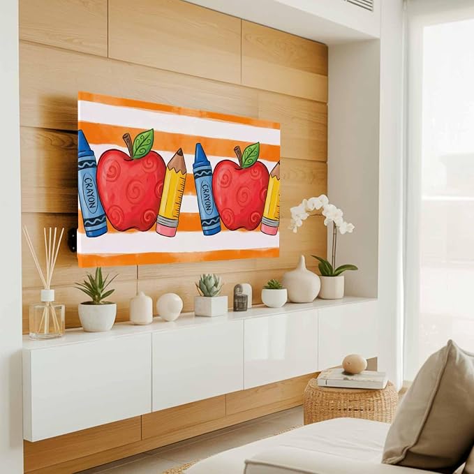 Fruit Apples Pencils Crayons Indoor TV Cover, Elastic TV Screen Protector - Image 2