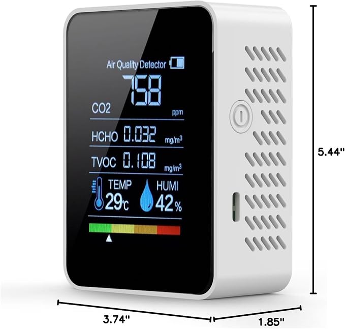 5-in-1 Smart Indoor Air Quality Monitor Real-Time CO2, Temp & Humidity on Color - Image 10