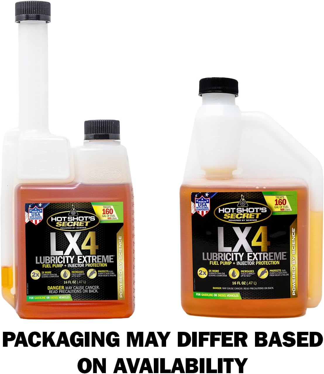 Hot Shot's Secret LX4 Lubricity Extreme– 16oz - Fuel System Protection– Lubricates and Protects Fuel Pump and Injectors– Prevents Wear and Damage – For Gasoline or Diesel Engines, Packaging May Vary