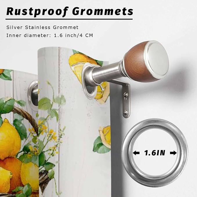 Lemon Outdoor Curtains for Patio Lemons Baskets Summer Tropical Plant Wood - Image 2