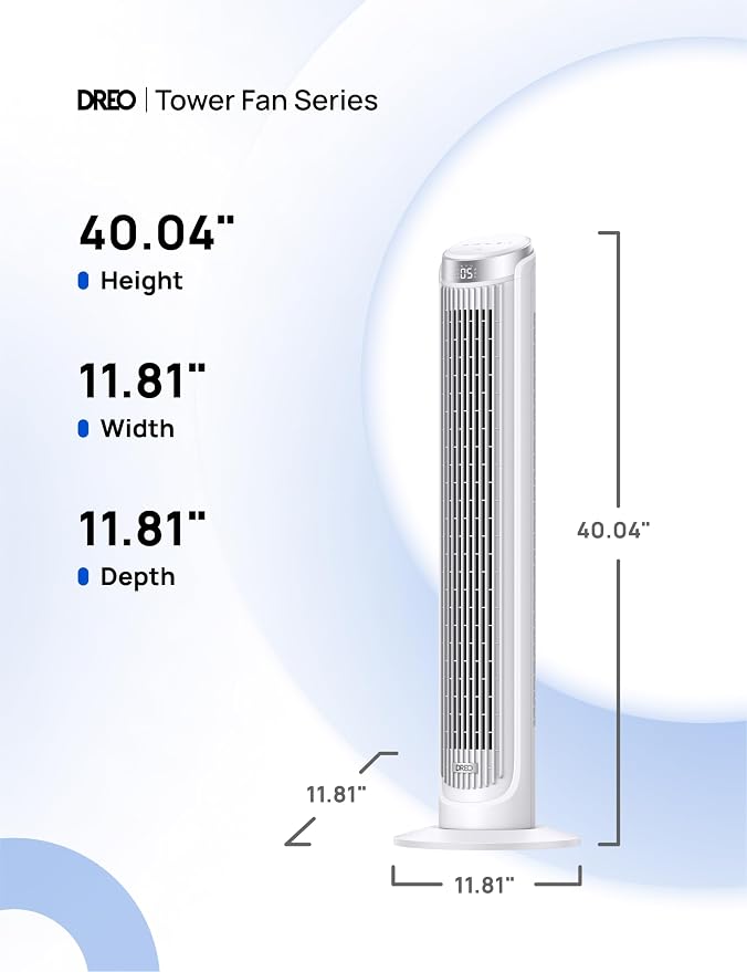 DREO Tower Fan for Bedroom, 90° Oscillating Fans that Blow Cold Air | 26 ft/s - Image 7