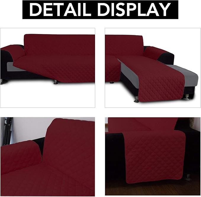 Easy-Going Sofa Slipcover L Shape Sofa Cover Sectional Couch Cover Furniture Protector Mat for Pets Dog Cat (Small, Christmas Red/Christmas Red)