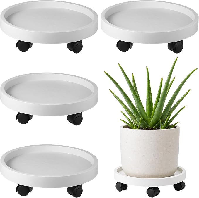 4 Packs Plant Caddy with Wheels 12" Plant Stand Potted Plant Mover Heavy Duty by Planterhoma