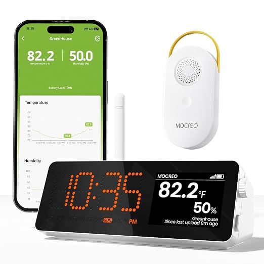 MOCREO WiFi Indoor Wireless Thermometer Hygrometer, 2000ft Long Range by MOCREO